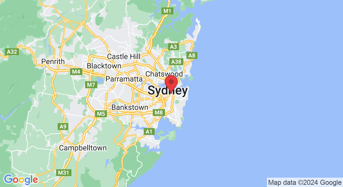 Map of Sydney, New South Wales, Australia